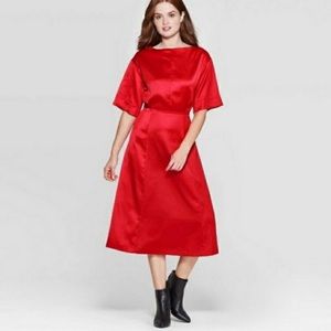 PROLOGUE (Target) Red Boat Neck Satin Dress